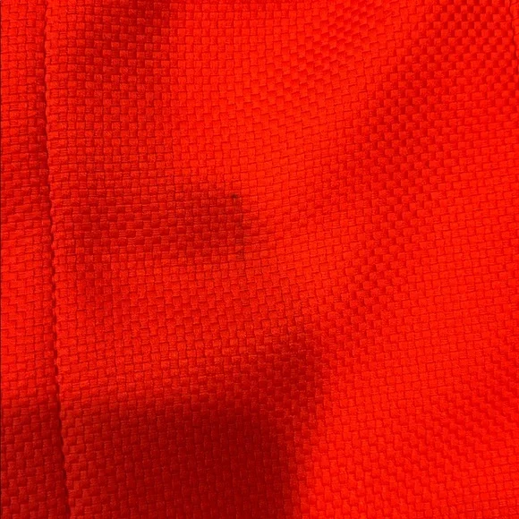 Structured Dark Orange Midi Sheath Dress with Gold Button Waist Detail-Size 8 - Picture 15 of 15